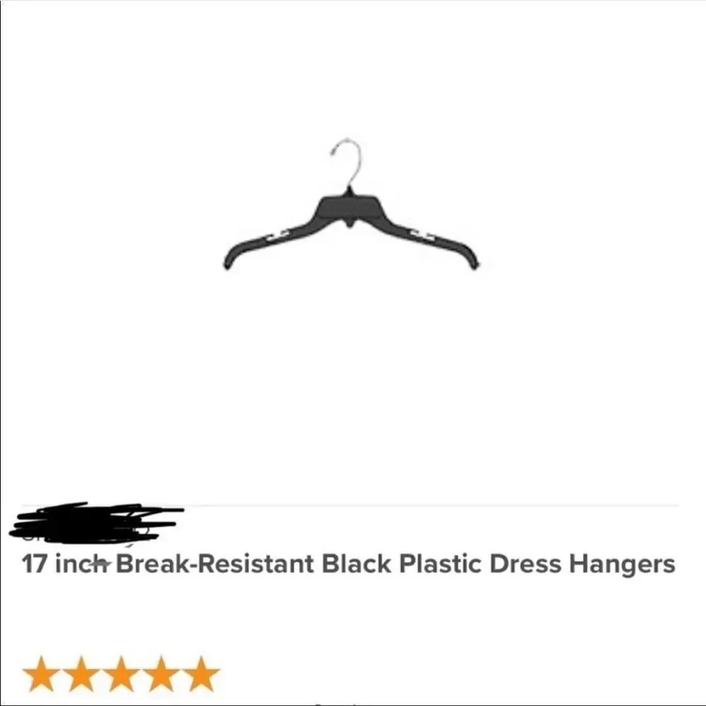 25 Black 17” Plastic Hangers BUNDLE 25